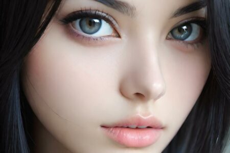AI girl with black hair wallpaper