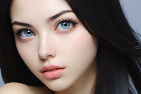 AI girl with black hair wallpaper