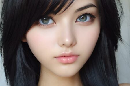 AI girl with black hair wallpaper
