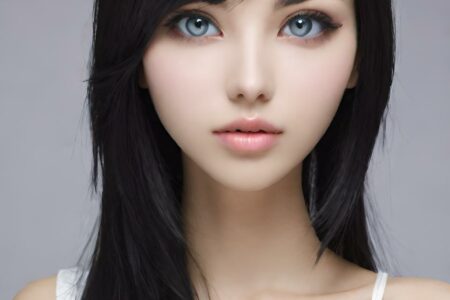 AI girl with black hair wallpaper