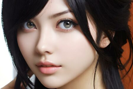 AI girl with black hair wallpaper