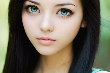 AI girl with black hair wallpaper