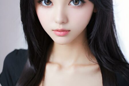 AI girl with black hair wallpaper