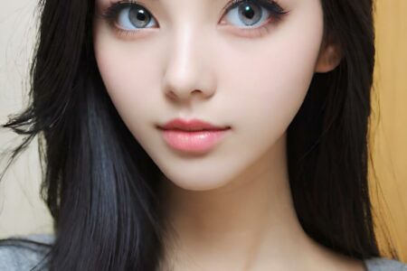 AI girl with black hair wallpaper