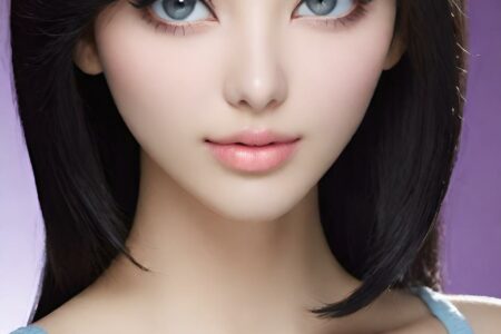 AI girl with black hair wallpaper