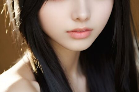 AI girl with black hair wallpaper
