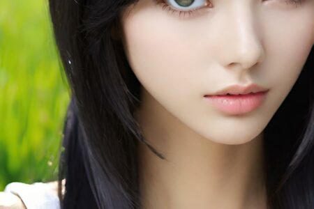 AI girl with black hair wallpaper