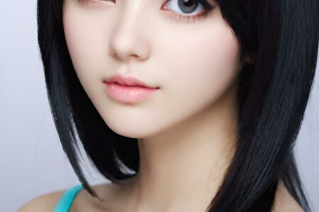 AI girl with black hair wallpaper