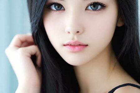 AI girl with black hair wallpaper