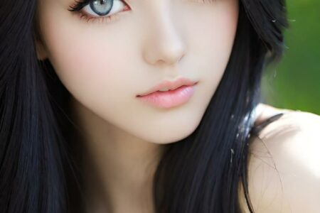 AI girl with black hair wallpaper