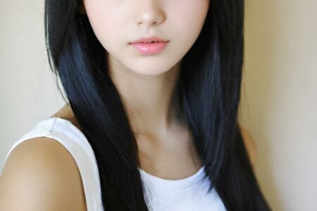 AI girl with black hair wallpaper