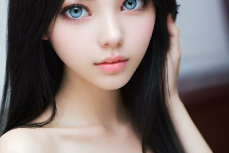 AI girl with black hair wallpaper