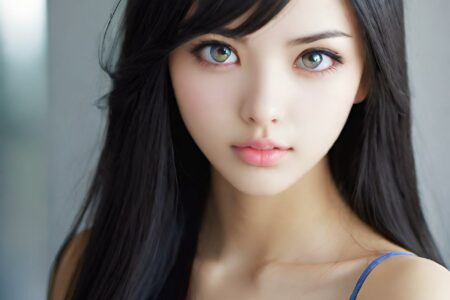 AI girl with black hair wallpaper