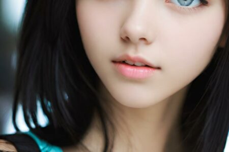 AI girl with black hair wallpaper