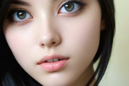 AI girl with black hair wallpaper