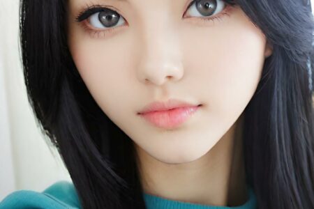 AI girl with black hair wallpaper