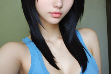 AI girl with black hair wallpaper