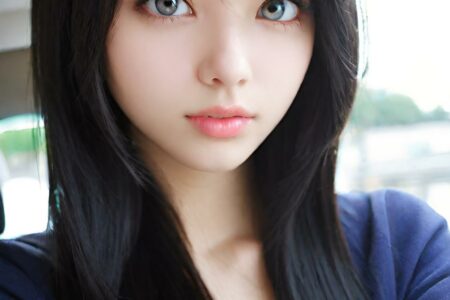 AI girl with black hair wallpaper