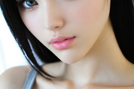 AI girl with black hair wallpaper
