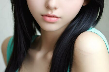 AI girl with black hair wallpaper