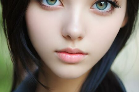 AI girl with black hair wallpaper