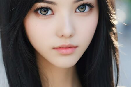 AI girl with black hair wallpaper