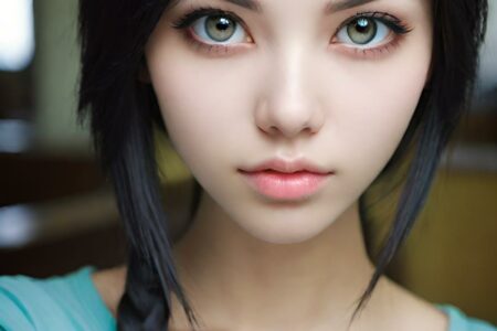 AI girl with black hair wallpaper