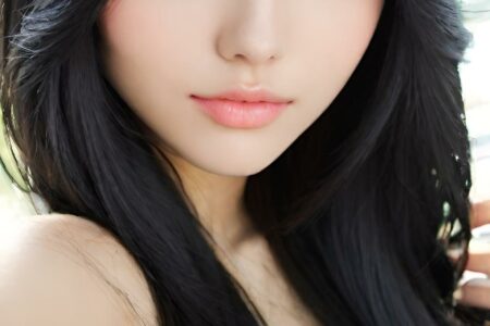 AI girl with black hair wallpaper