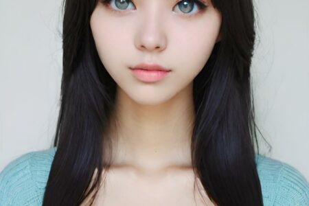 AI girl with black hair wallpaper