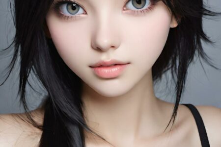 AI girl with black hair wallpaper