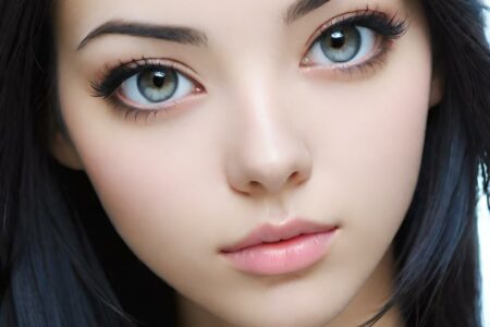 AI girl with black hair wallpaper