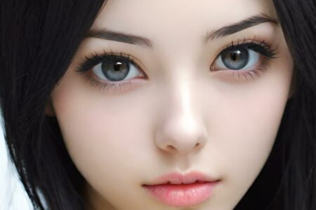 AI girl with black hair wallpaper