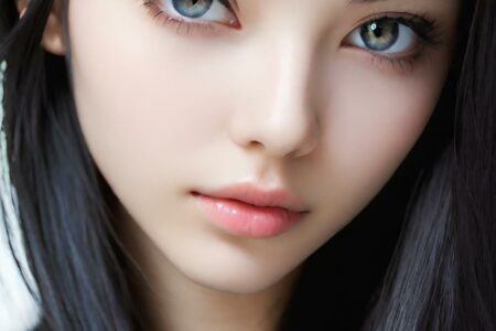 AI girl with black hair wallpaper