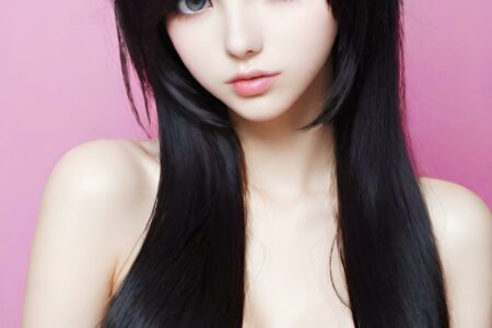 AI girl with black hair wallpaper