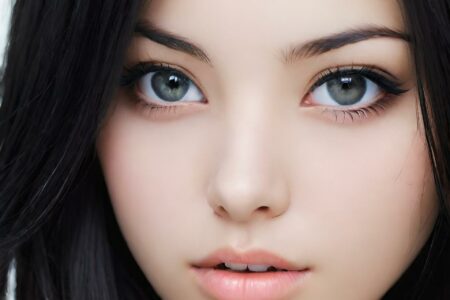 AI girl with black hair wallpaper