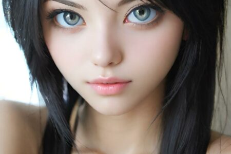 AI girl with black hair wallpaper