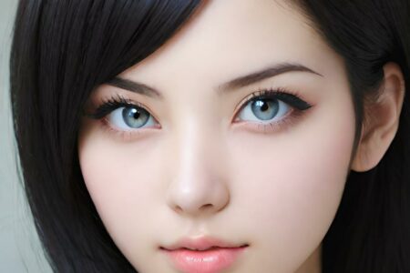 AI girl with black hair wallpaper