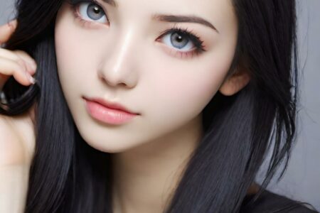 AI girl with black hair wallpaper