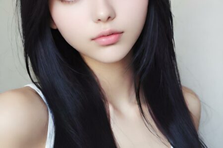 AI girl with black hair wallpaper