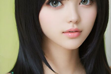 AI girl with black hair wallpaper