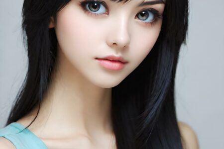 AI girl with black hair wallpaper