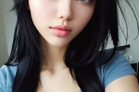 AI girl with black hair wallpaper