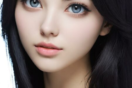 AI girl with black hair wallpaper