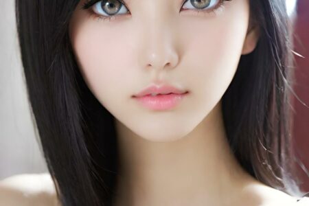 AI girl with black hair wallpaper