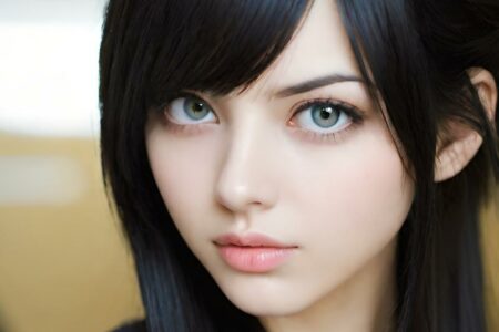 AI girl with black hair wallpaper