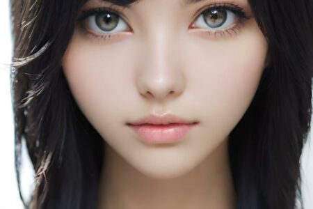 AI girl with black hair wallpaper
