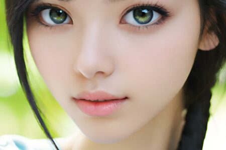 AI girl with black hair wallpaper
