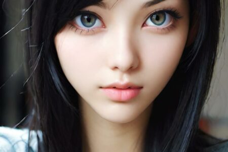 AI girl with black hair wallpaper