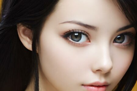 AI girl with black hair wallpaper