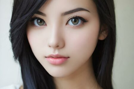AI girl with black hair wallpaper